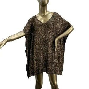 Renzo + Kai‎ bronze metallic short sleeve oversized sequin tunic top mini dress